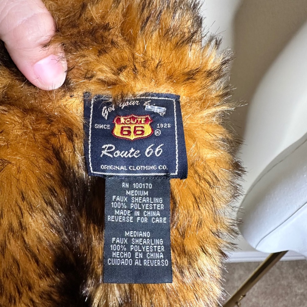 Route 66 Tan Faux Suede Shearling Penny Lane Coat Faux Fur Trim Medium - Picture 6 of 8